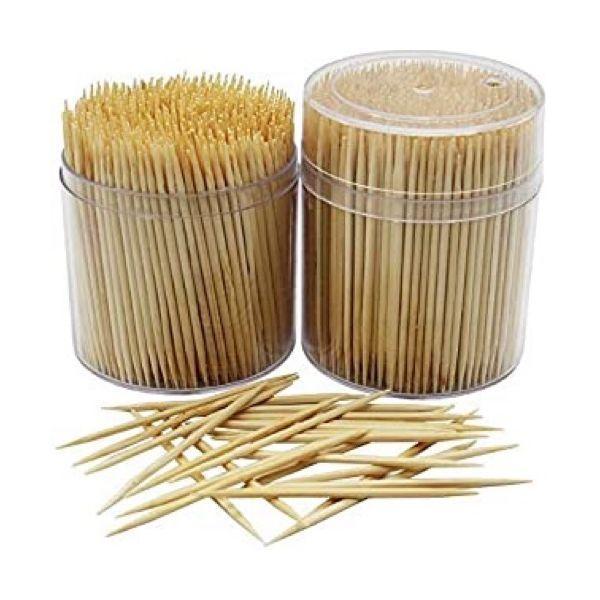 Disposable Cutlery Wooden Toothpick With Dispenser Box - Brown