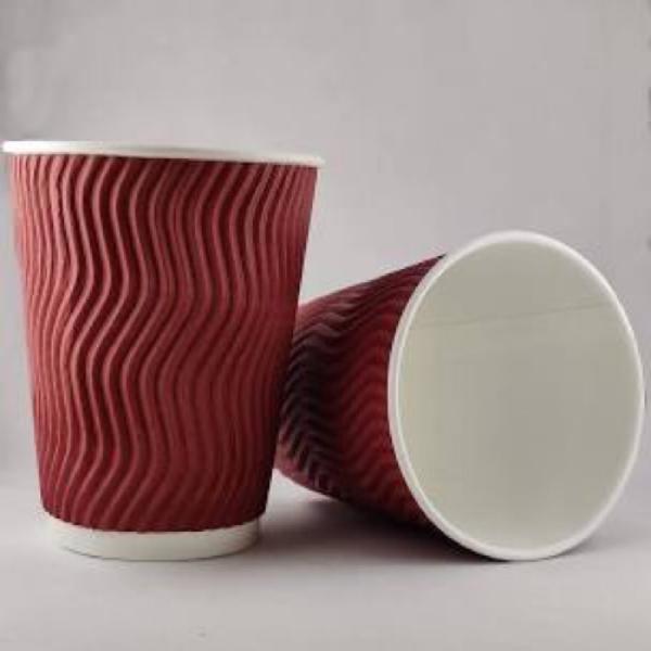 Disposable Paper Rippled Long Glasses - 250ml (Cup) Brown