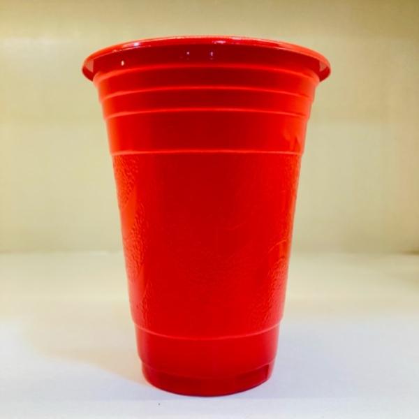 Disposable Pet Glasses- 350ml (Tall Round) Red [WITHOUT LID]