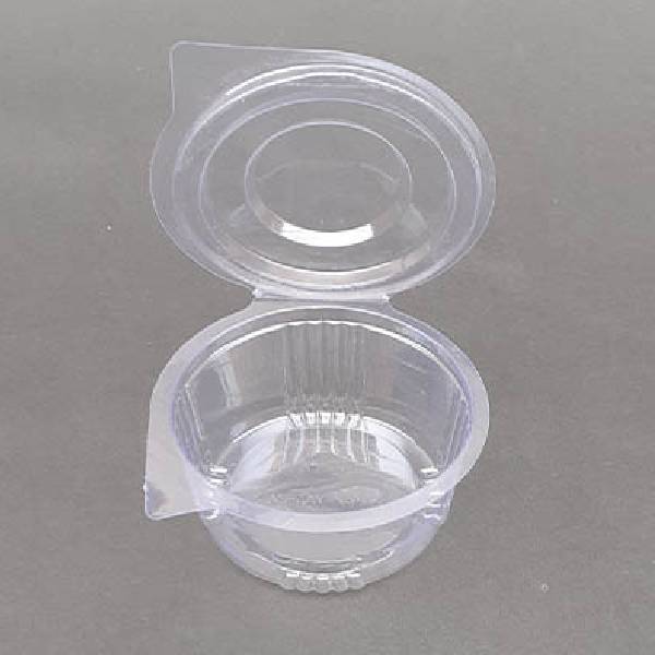 Disposable Pet Hinged Food Container + Lid - 120ml (Round) Transparent