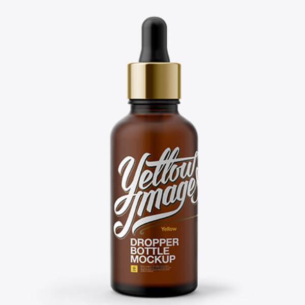 Frosted Amber Glass Bottle + Dropper (Black, White, Silver, Gold)