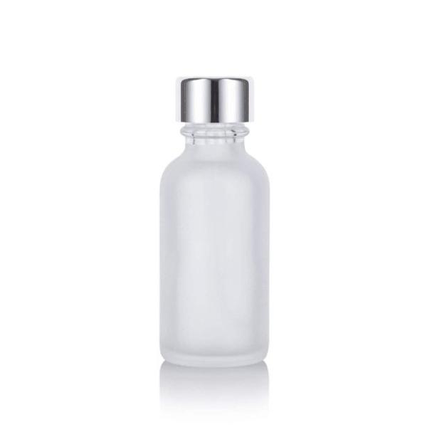 Frosted Clear Glass Bottle +  Cap and Inner Plug  (Black, White, Silver, Gold)
