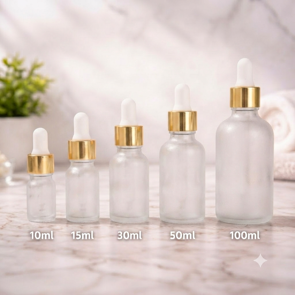 Frosted Glass Dropper Bottle | Premium Serum Packaging | Black, White, Silver, Gold