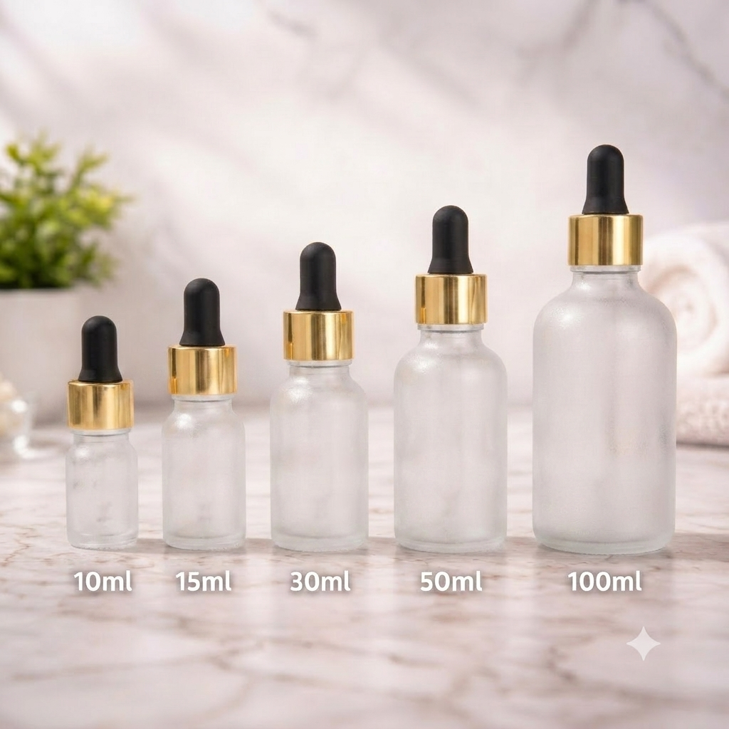 Frosted Glass Dropper Bottle | Premium Serum Packaging | Black, White, Silver, Gold