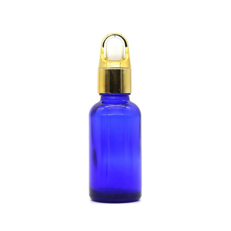 Blue Glass Bottle + Basket Dropper (Black, White, Silver, Gold)