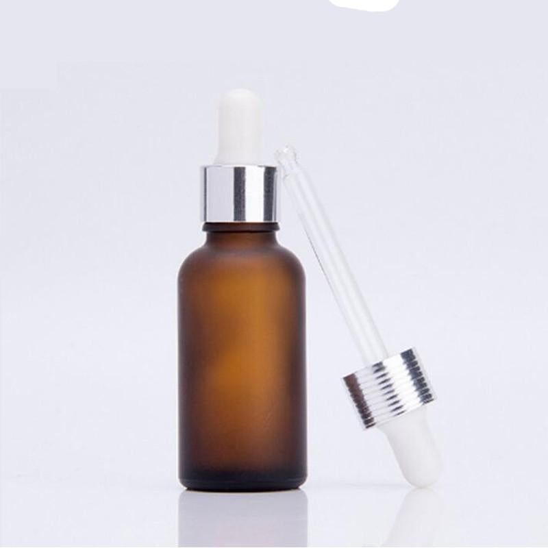 Frosted Amber Glass Bottle + Dropper (Black, White, Silver, Gold)