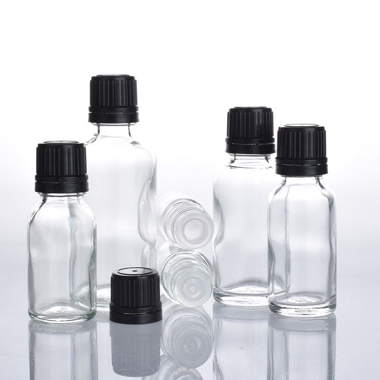 10ml-100ml Clear Glass Bottle with Cap & Inner Plug | Elegant Cosmetic Packaging | Black, White, Silver, Gold All Sizes
