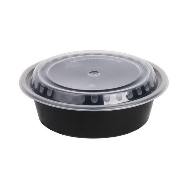 Plastic Food Container + RO Lid - 1400ml (Round) Black