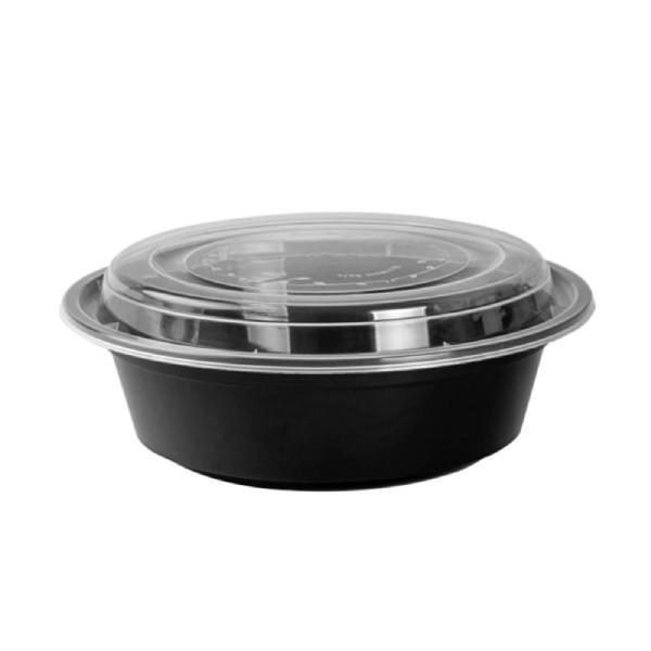 Plastic Food Container + RO Lid - 900ml (Round) Black