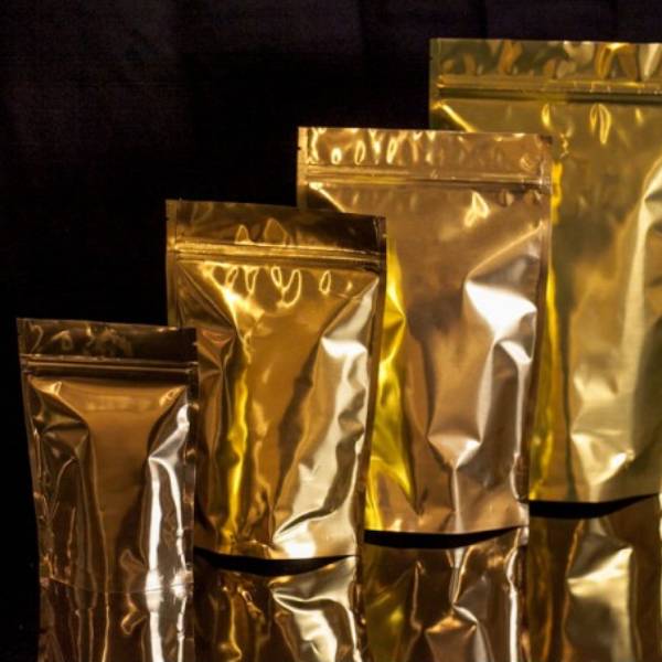 2 Side Stand up Pouch-  Zipper (Gold, Silver)