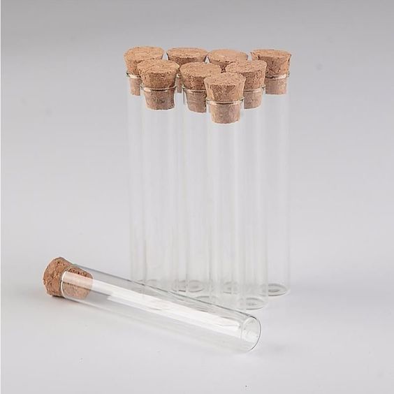 Flat Bottom Glass Test Tube with Wooden Cork (All Sizes)