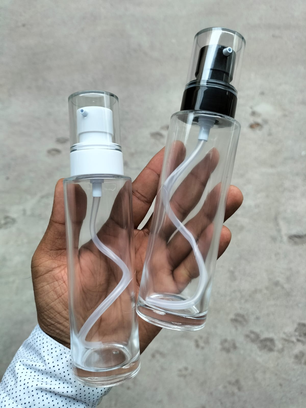 Flat Shoulder Glass Bottle with Beak Serum Pump (30ml,50ml,100ml)