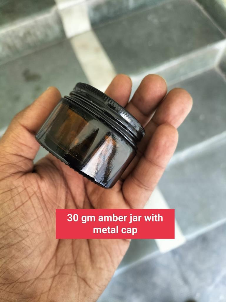 Amber Glass Jar With Metal Lid (30/50/60/100gms)