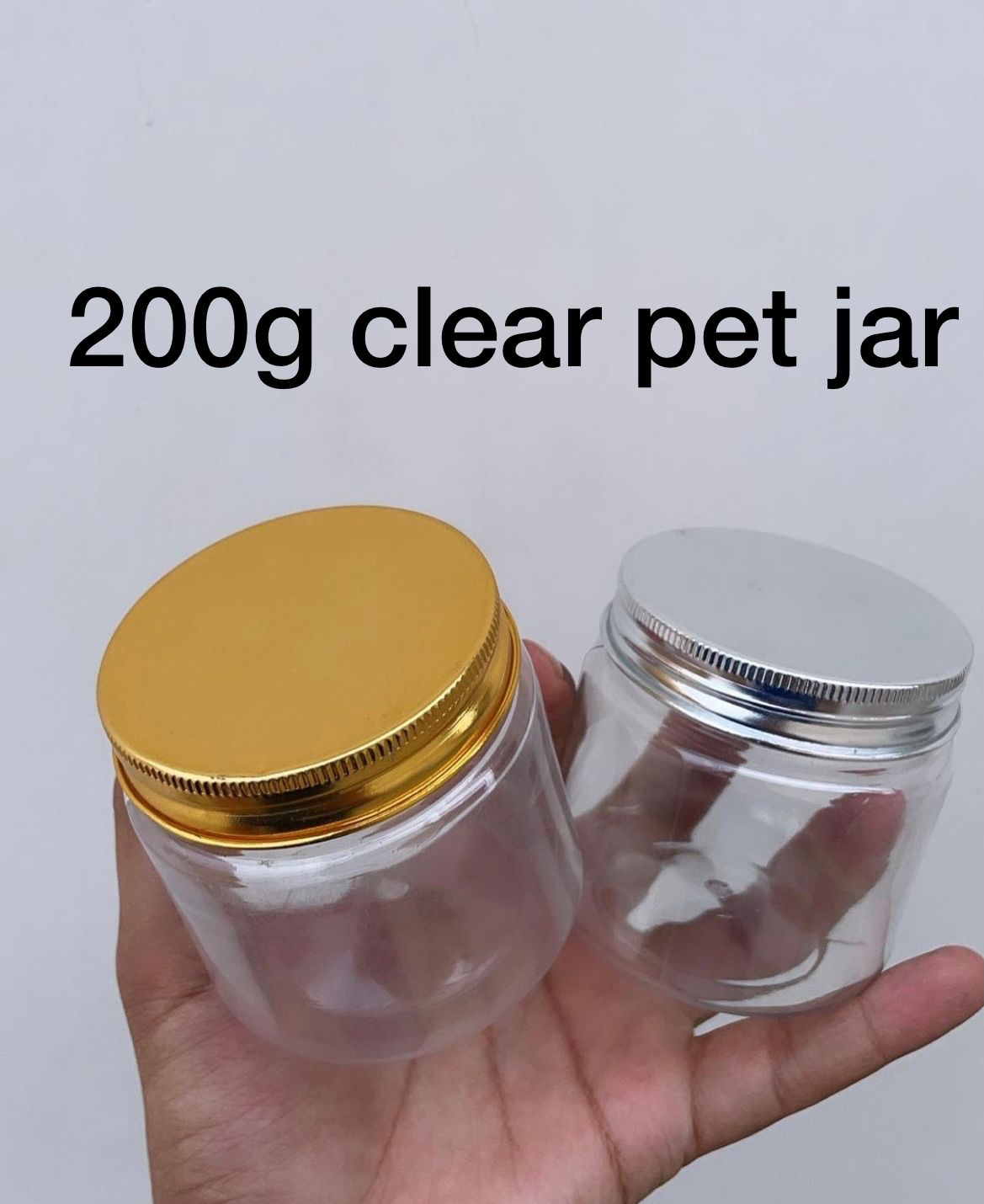 Cosmetic Pet Jar with Aluminium Screw Cap Lid (200gm)