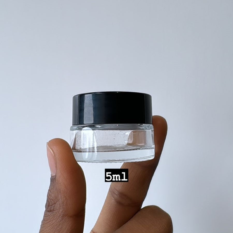Clear Glass Jar with Black Cap ( ALL SIZES)