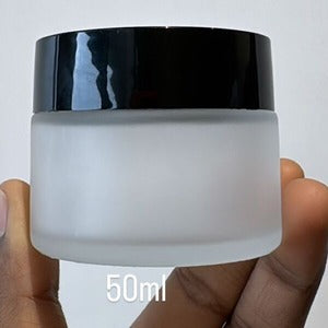 Cosmetic Glass Jar Frosted Clear with Black Cap (15gm, 30gm, 50gm, 100gm)