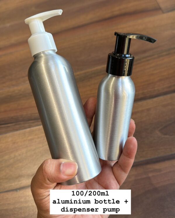 100/200ml Aluminium Bottle + Dispenser Pump