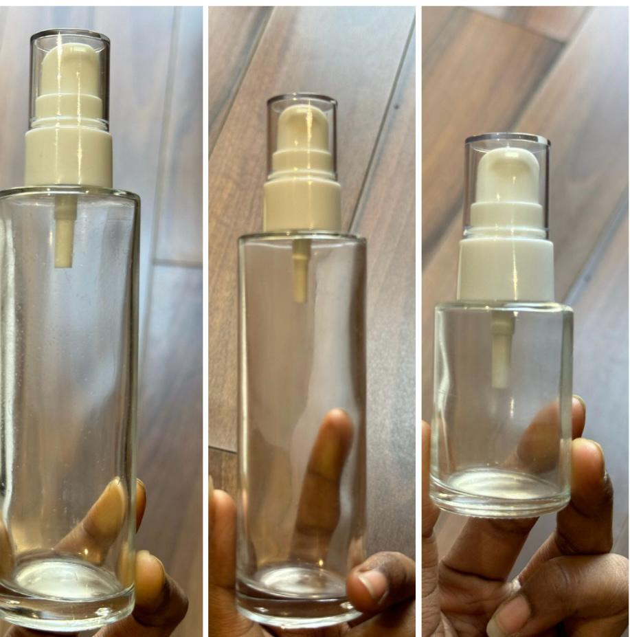 Cosmetic Sleek Amber Glass Serum Pump Bottle - 20ml, 30ml, 50ml, 100ml