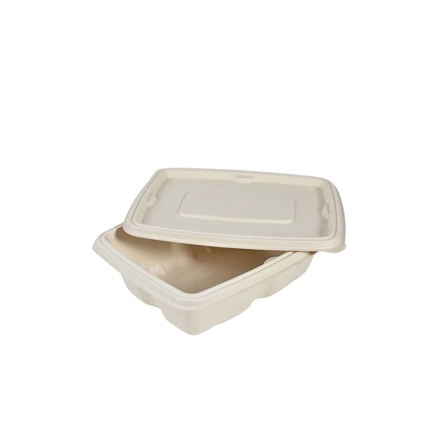 Bagasse Container + Lid -750ml (Rectangle)