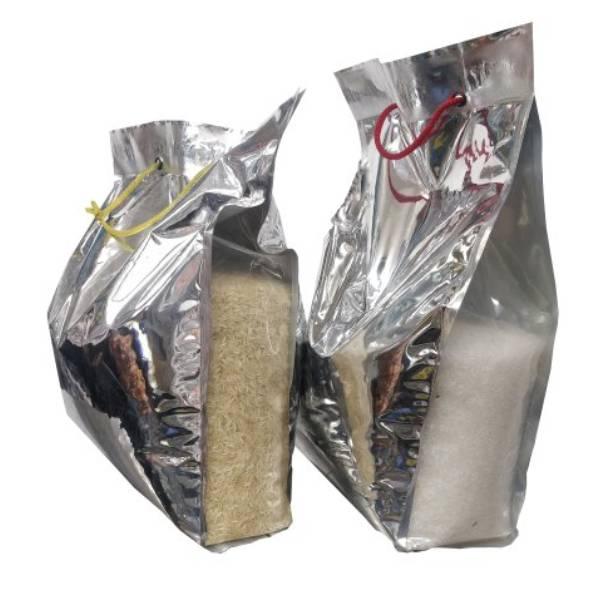 Side Gusset Transparent Metallic Silver Bags with Dori (Clear/ Silver)